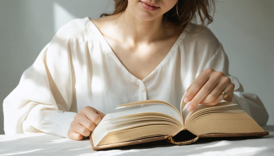 Overhead view of diverse library books with reading glasses and library card